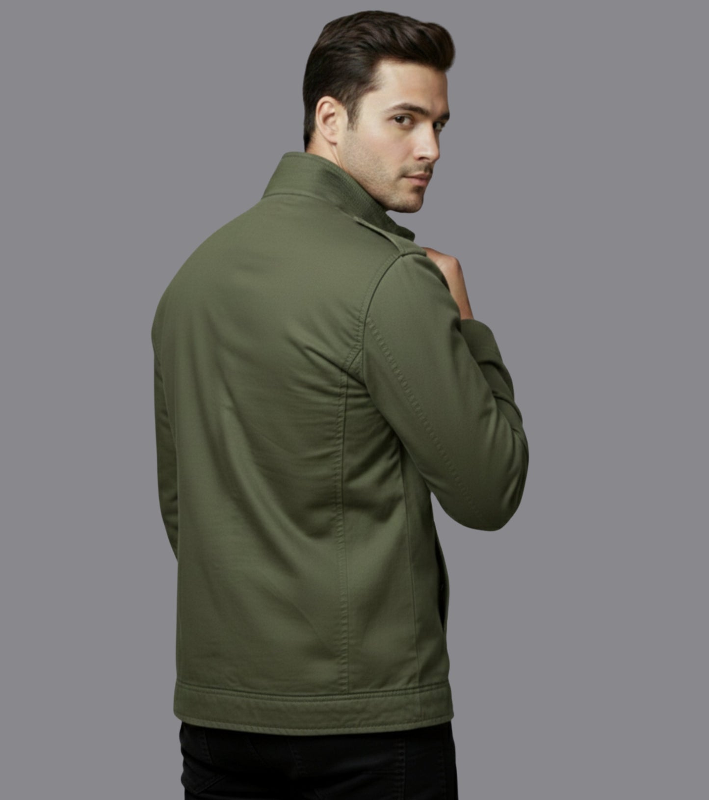 L'MONTE Men's Army Green Fleece-Lined Bomber Jacket My Store