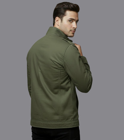 L'MONTE Men's Army Green Fleece-Lined Bomber Jacket My Store