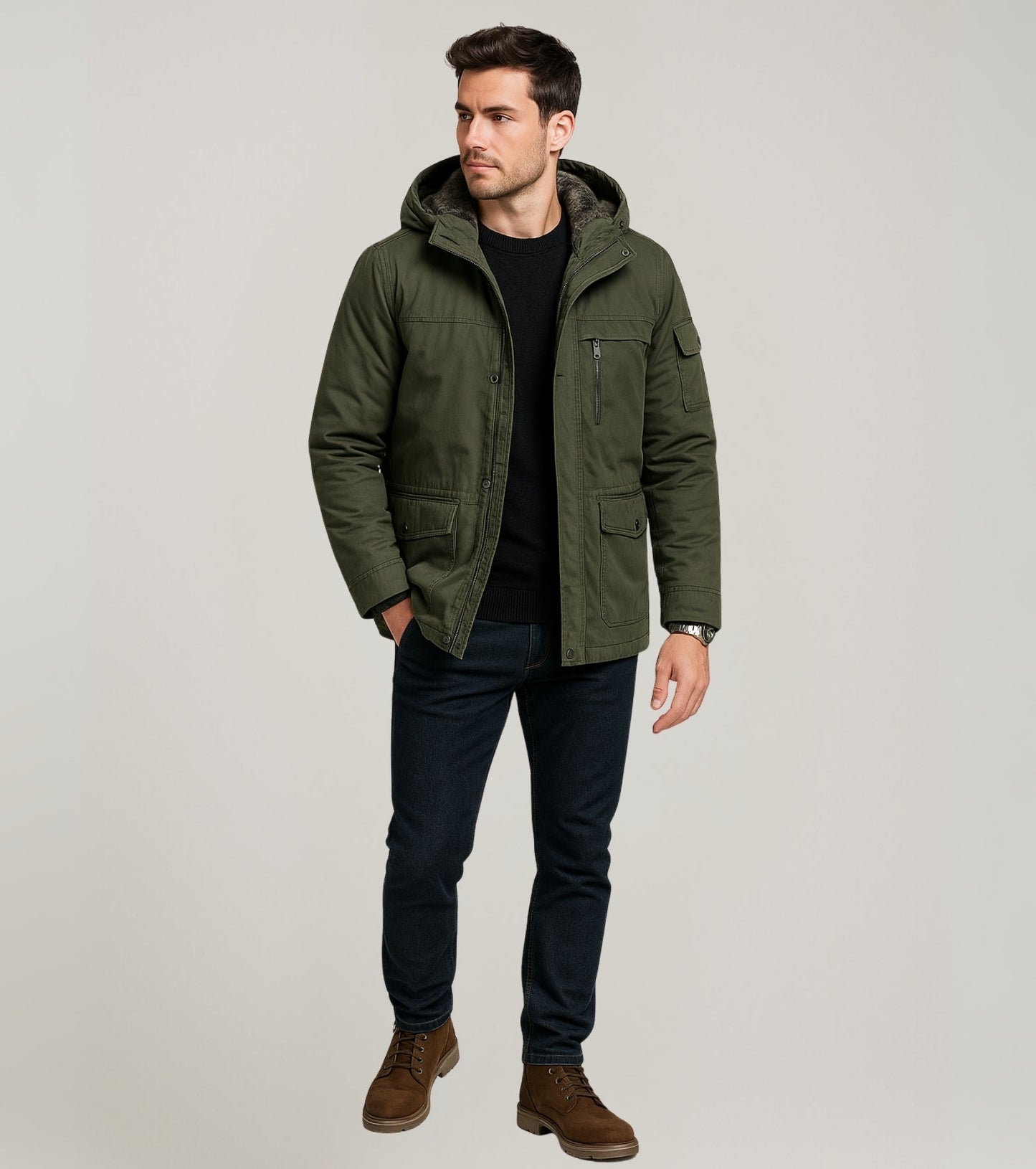 L'MONTE Men's Army Green Heavy-Duty Winter Jacket My Store