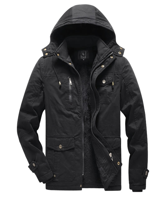 L'MONTE Men's Black Heavy-Duty Winter Cargo Jacket My Store