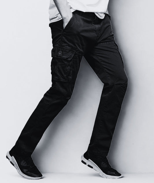 L'MONTE Imported Men's Regular Fit Casual Black Cotton Cargo Joggers My Store