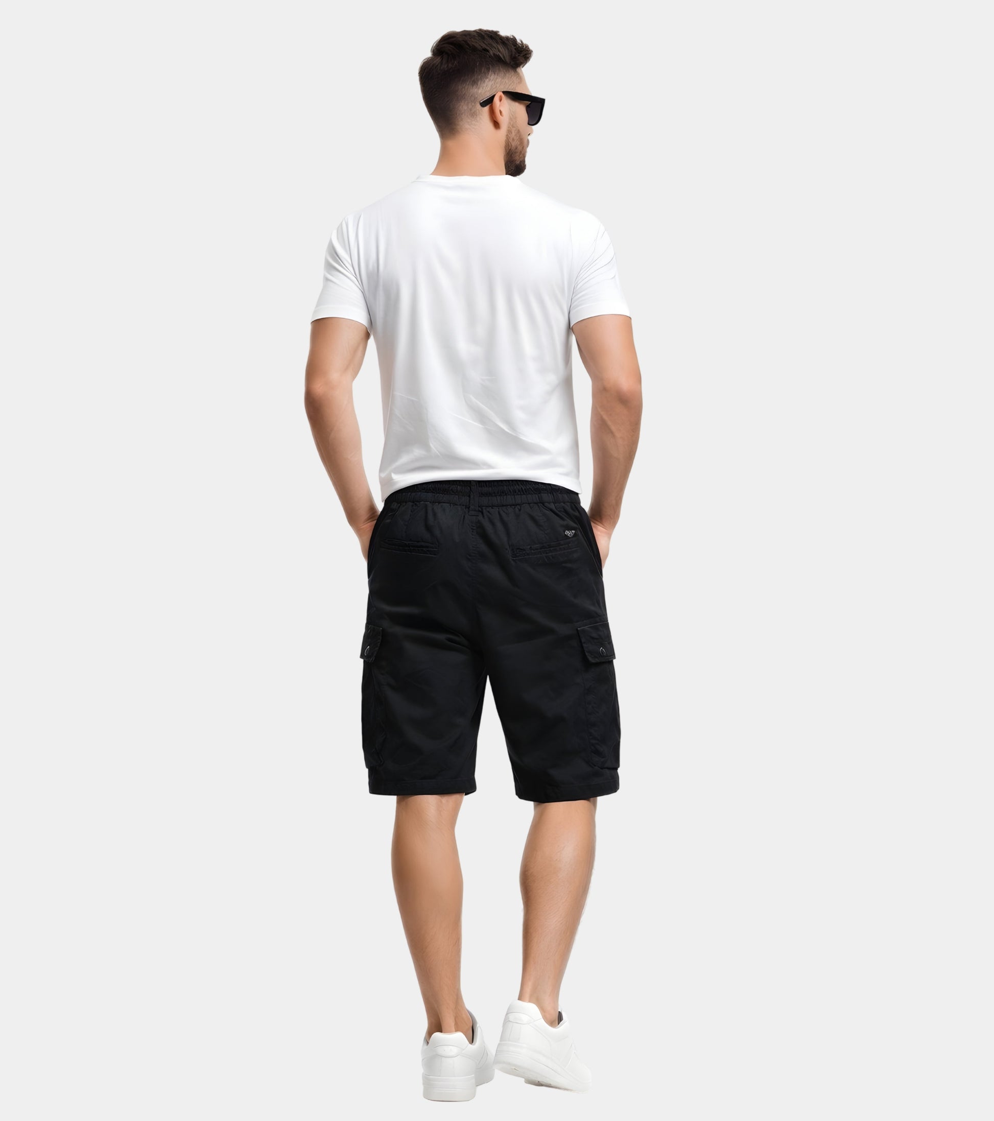 L'MONTE Imported Men's Slim Fit Black Cotton Cargo Shorts – Lightweight Summer Casual Knee Length Shorts Lmonte International