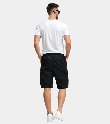 L'MONTE Imported Men's Slim Fit Black Cotton Cargo Shorts – Lightweight Summer Casual Knee Length Shorts Lmonte International