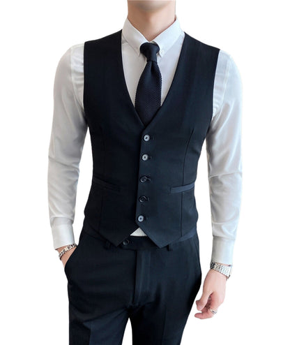 L'MONTE Men's 3-Piece Slim Fit Suit Set in Black Lmonte International