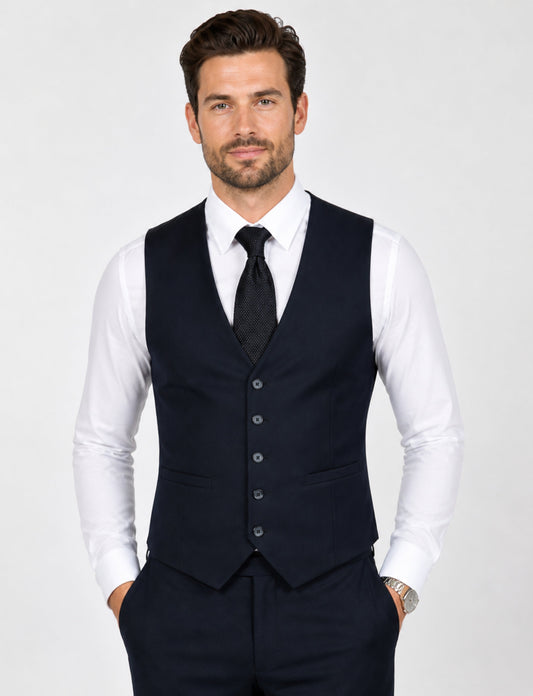L'MONTE Imported Men's Black Poly Viscose V-Shape Single Breasted Slim Fit Business Formal Dress Waistcoat Vest for Men My Store