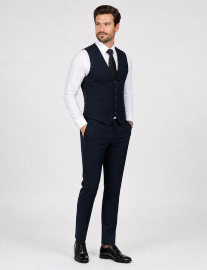 L'MONTE Imported Men's Black Poly Viscose V-Shape Single Breasted Slim Fit Business Formal Dress Waistcoat Vest for Men My Store