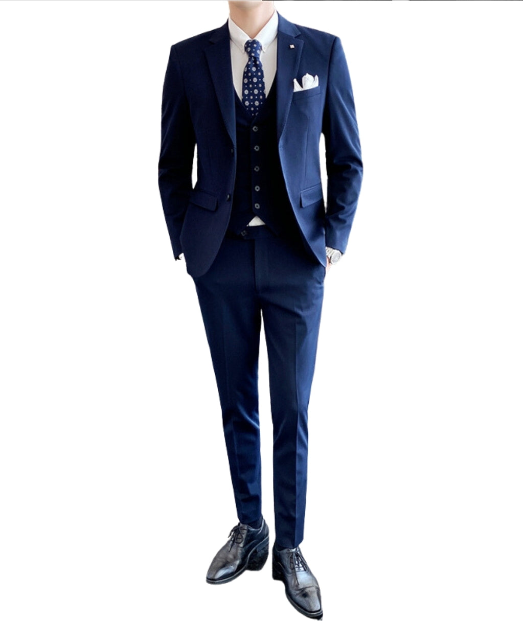 L'MONTE Men's 3-Piece Slim Fit Suit Set in BLUE Lmonte International