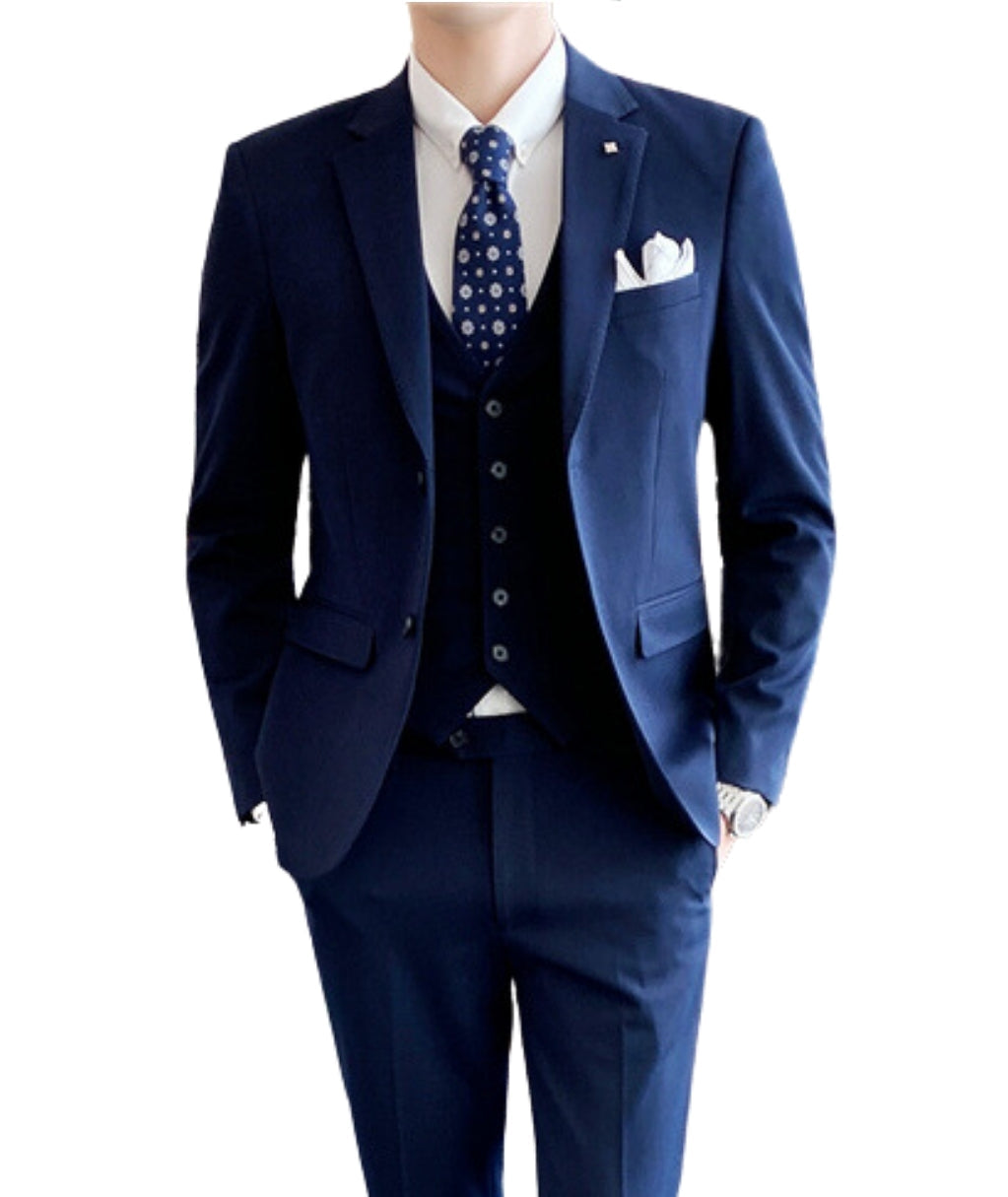 L'MONTE Men's 3-Piece Slim Fit Suit Set in BLUE Lmonte International