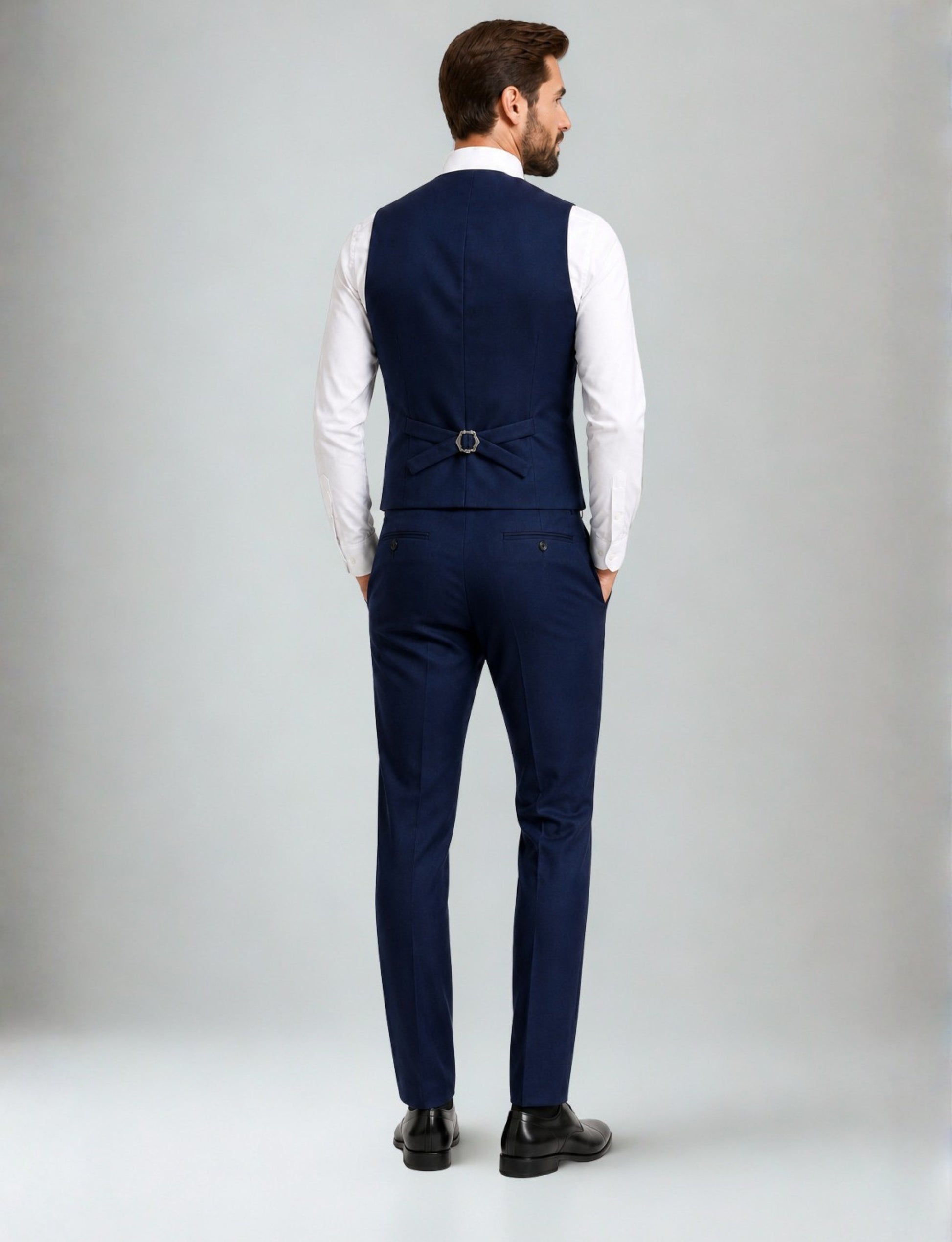 L'MONTE Imported Men's Blue Poly Viscose V-Shape Single Breasted Slim Fit Business Formal Dress Waistcoat Vest for Men My Store