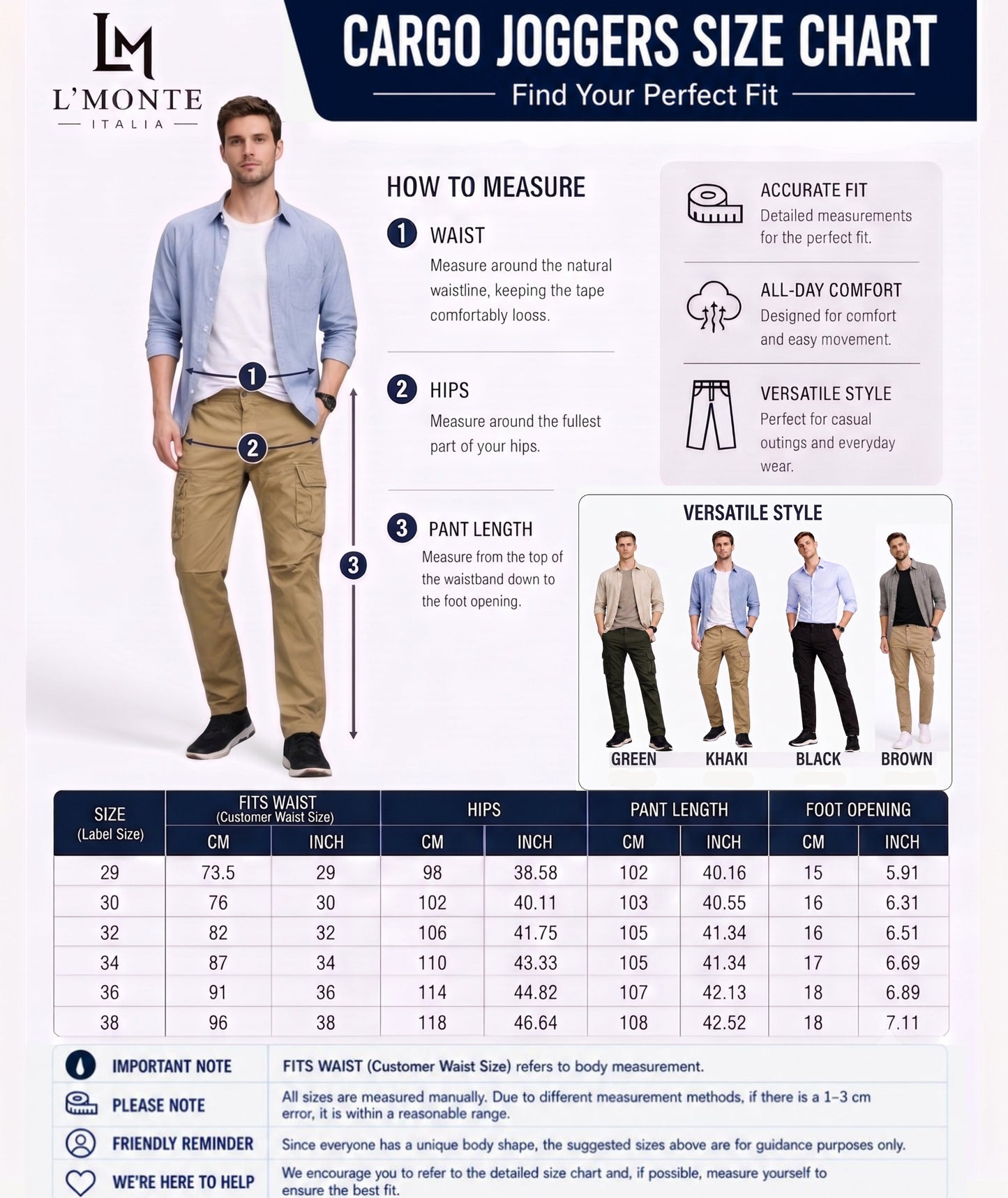 L'MONTE Imported Khaki Cargo Joggers for Men | Multi Pocket Cotton Cargo Pants | Regular Fit Casual Trousers for Men | Button Closure Jogger Pants My Store