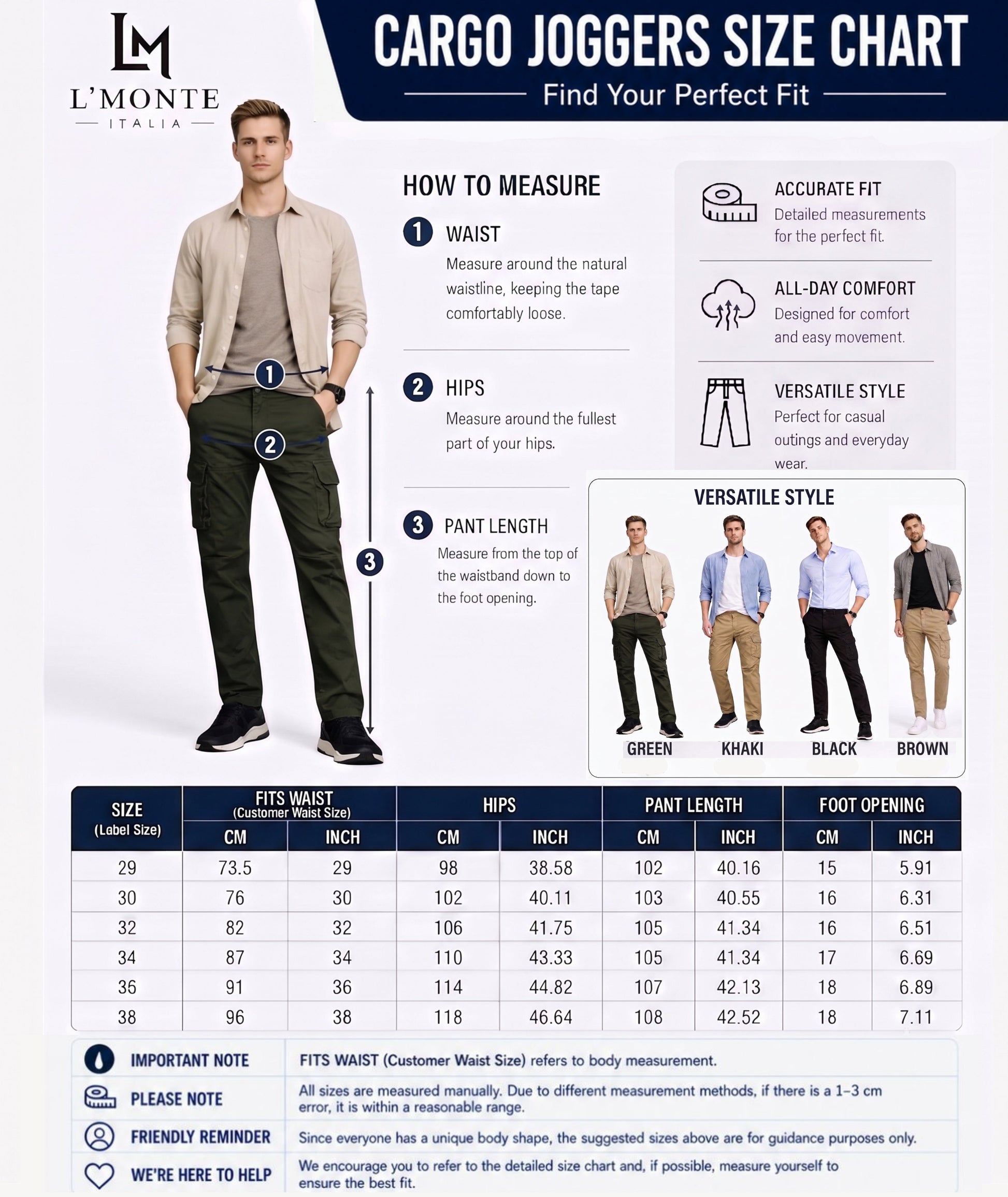 L'MONTE Imported Green Cargo Joggers for Men | Multi Pocket Cotton Cargo Pants | Regular Fit Casual Trousers for Men | Button Closure Jogger Pants My Store