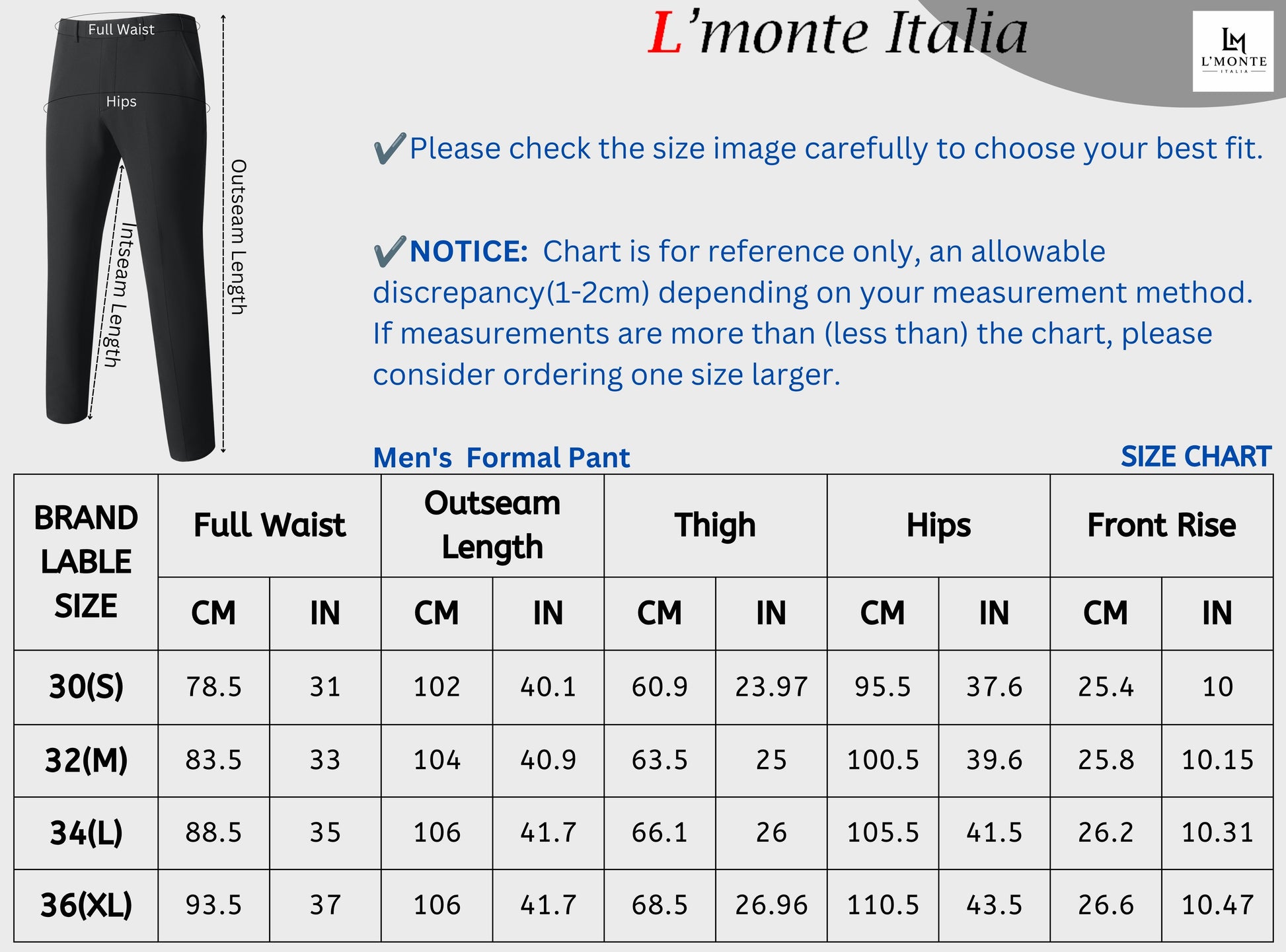 L'MONTE Men's Light Grey Slim Fit Formal Pant My Store