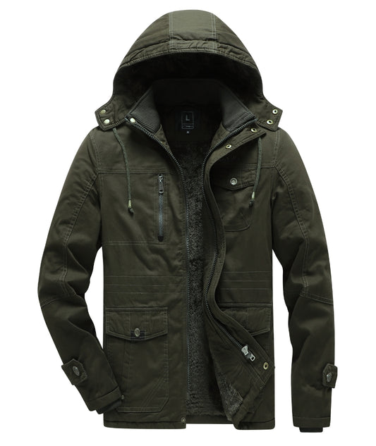 L'MONTE Men's Army Green Heavy-Duty Winter Cargo Jacket My Store