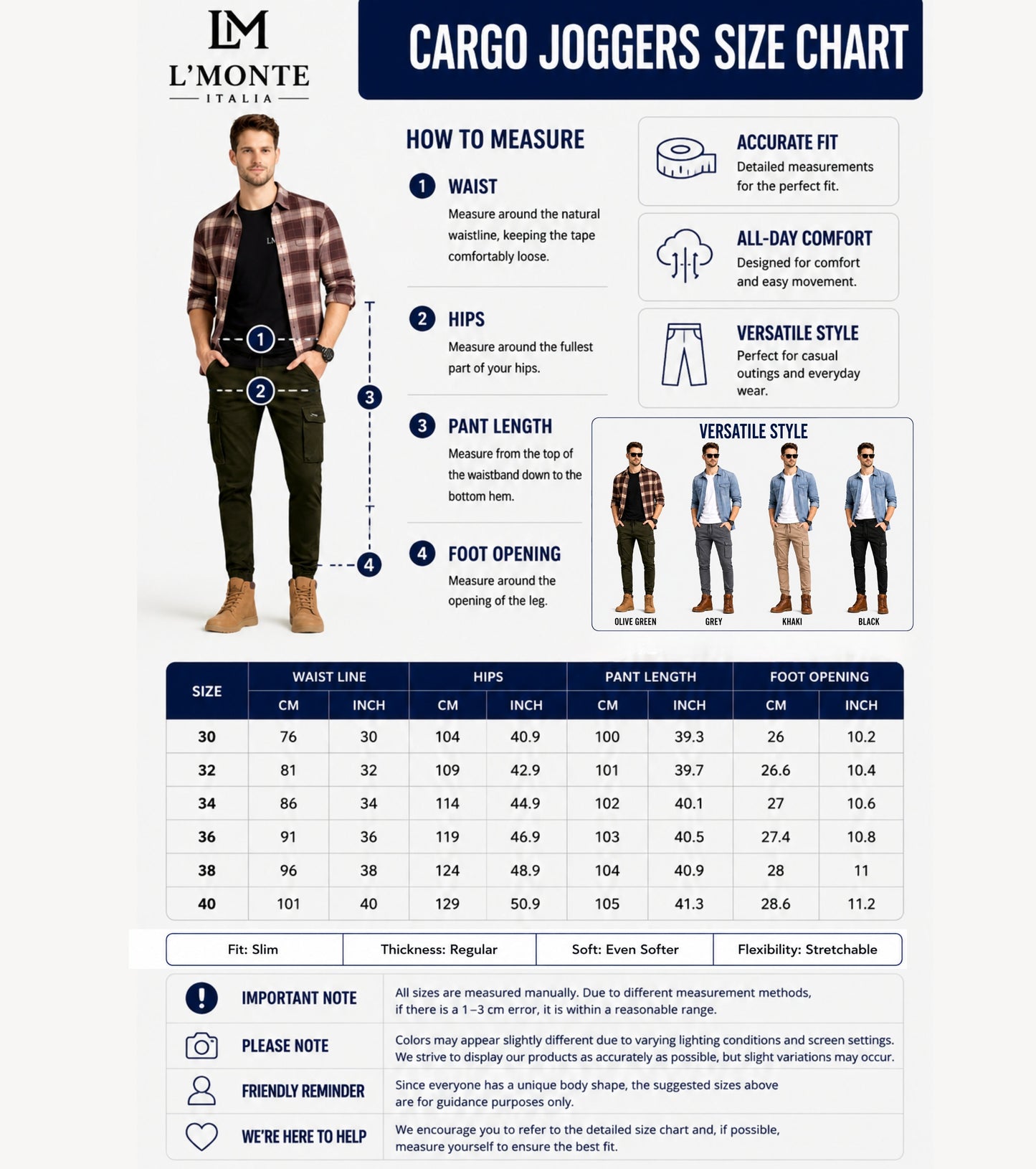 L'MONTE Imported Green Cargo Joggers for Men | Cotton Cargo Pants for Men | Multi Pocket Casual Trousers | Slim Fit Elastic Waist Drawstring Pants Lmonte International