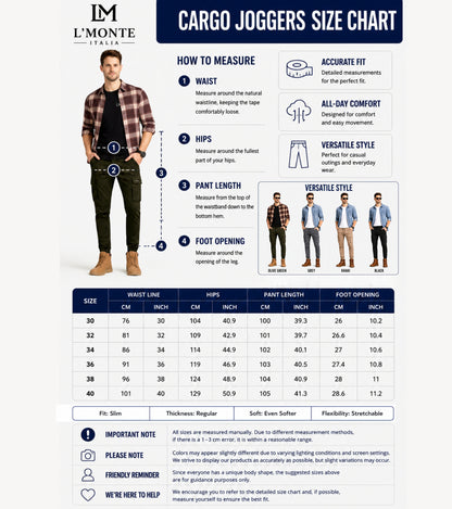 L'MONTE Imported Green Cargo Joggers for Men | Cotton Cargo Pants for Men | Multi Pocket Casual Trousers | Slim Fit Elastic Waist Drawstring Pants Lmonte International
