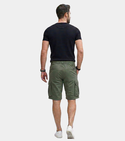 L'MONTE Imported Men's Slim Fit Green Cotton Cargo Shorts – Lightweight Summer Casual Knee Length Shorts My Store