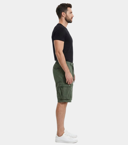 L'MONTE Imported Men's Slim Fit Green Cotton Cargo Shorts – Lightweight Summer Casual Knee Length Shorts My Store