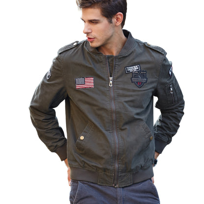 L'MONTE Men's Army Green USA Army-Style Biker Jacket My Store