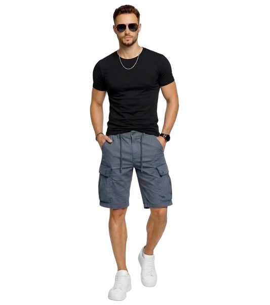 L'MONTE Imported Men's Slim Fit Grey Cotton Cargo Shorts – Lightweight Summer Casual Knee Length Shorts My Store