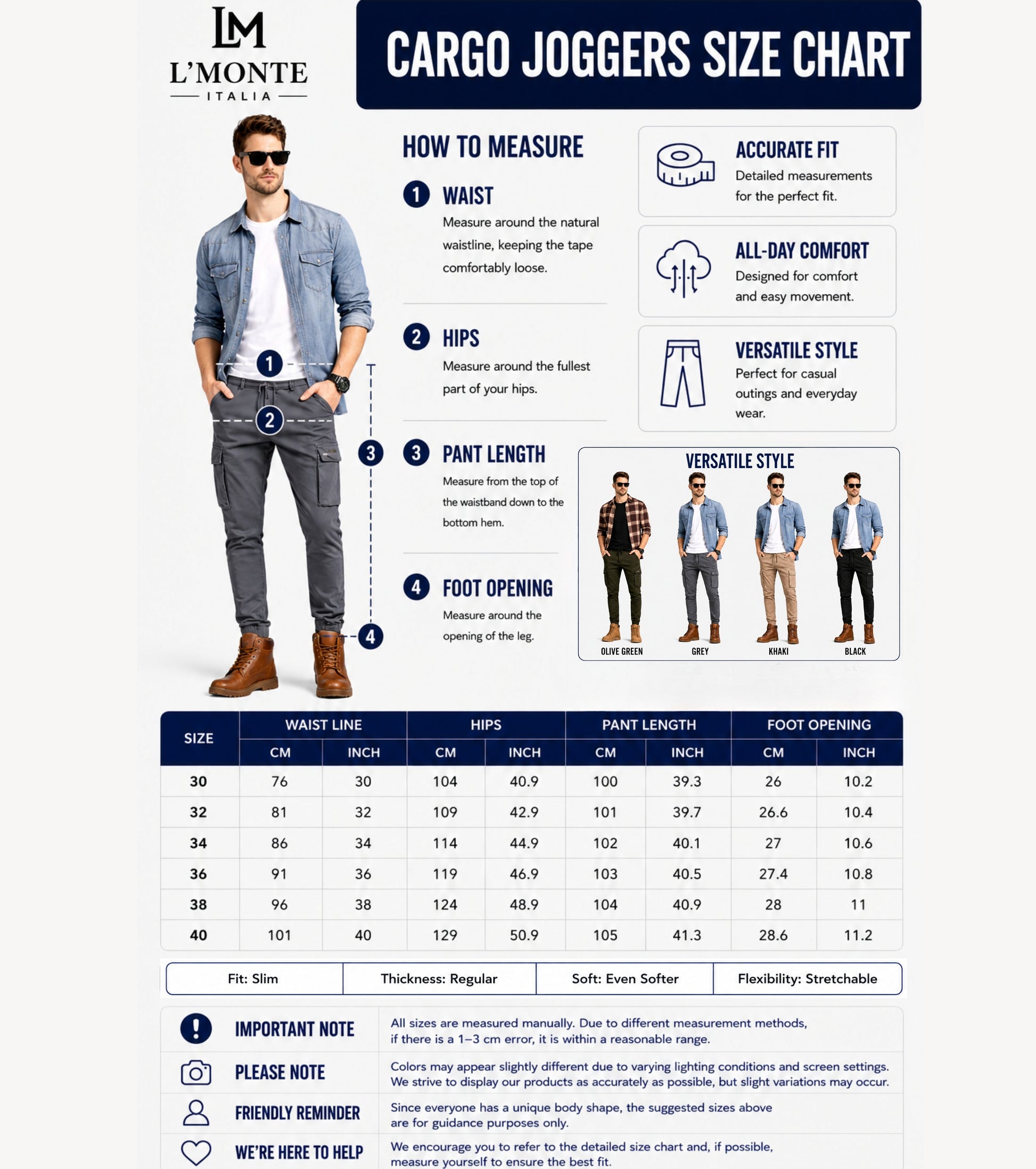 L'MONTE Imported Grey Cargo Joggers for Men | Cotton Cargo Pants for Men | Multi Pocket Casual Trousers | Slim Fit Elastic Waist Drawstring Pants Lmonte International