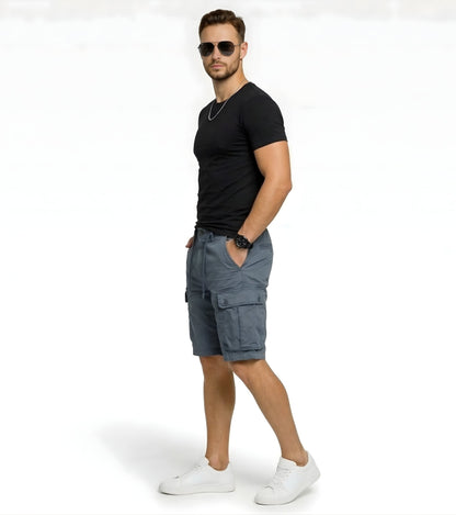 L'MONTE Imported Men's Slim Fit Grey Cotton Cargo Shorts – Lightweight Summer Casual Knee Length Shorts My Store
