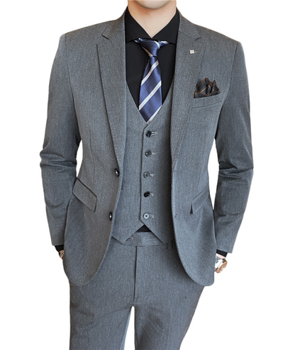 L'MONTE Men's 3-Piece Slim Fit Suit Set in Grey Lmonte International