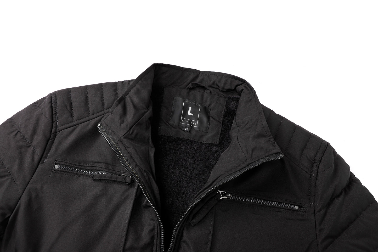 L'MONTE Men's Black Polyester Bomber Jacket My Store
