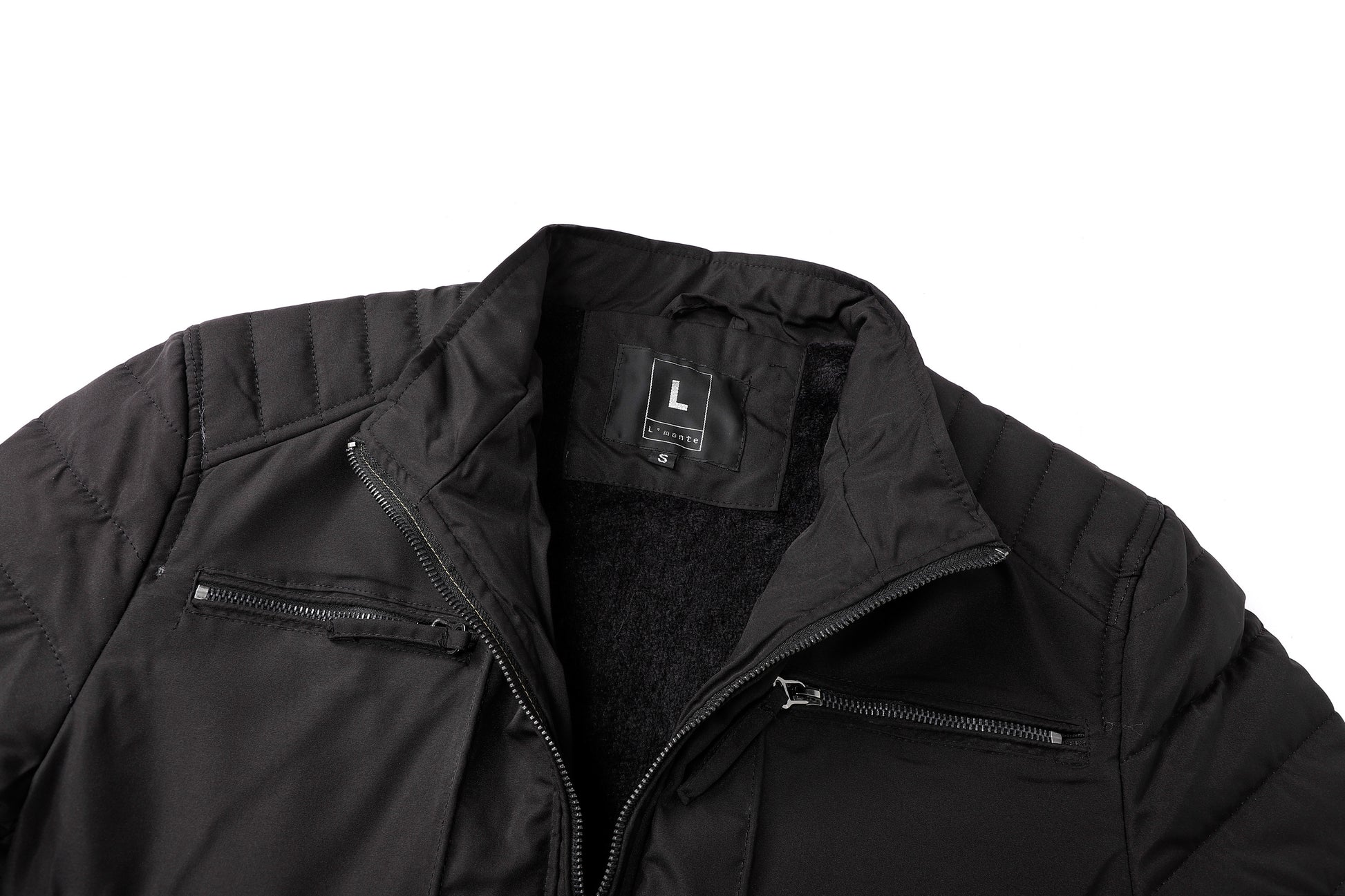 L'MONTE Men's Black Polyester Bomber Jacket My Store