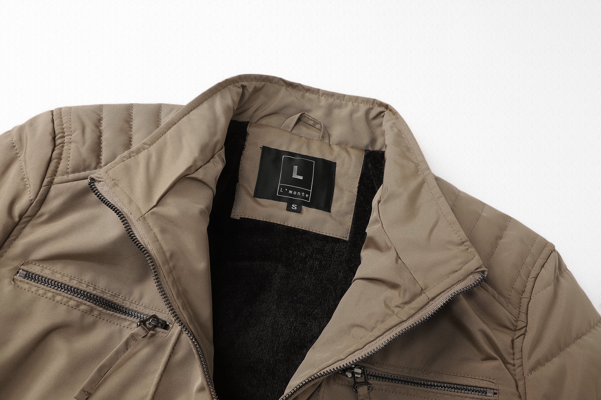 L'MONTE Men's Khaki Polyester Bomber Jacket My Store