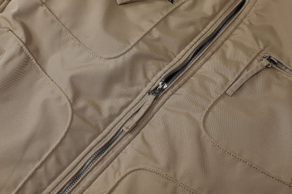 L'MONTE Men's Khaki Polyester Bomber Jacket My Store