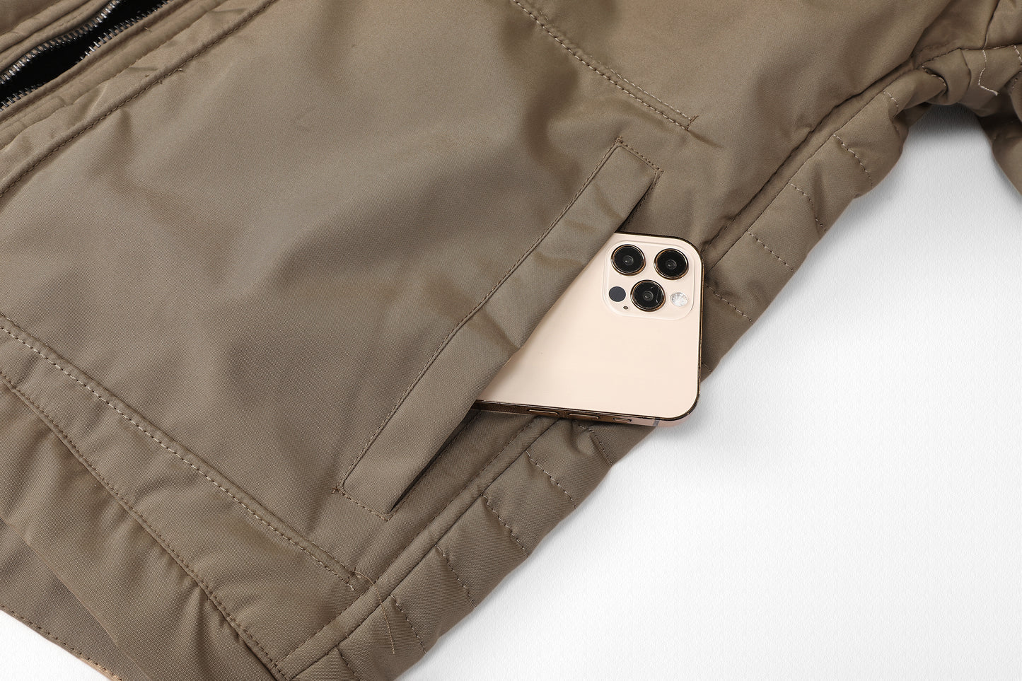 L'MONTE Men's Khaki Polyester Bomber Jacket My Store