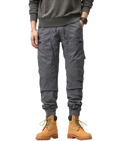L'MONTE Imported Expandable Elastic Waist Slim Fit Grey Cotton Cargo Joggers My Store