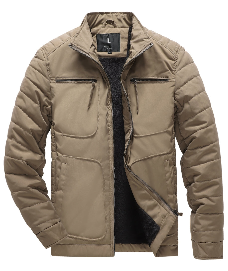 L'MONTE Men's Khaki Polyester Bomber Jacket My Store