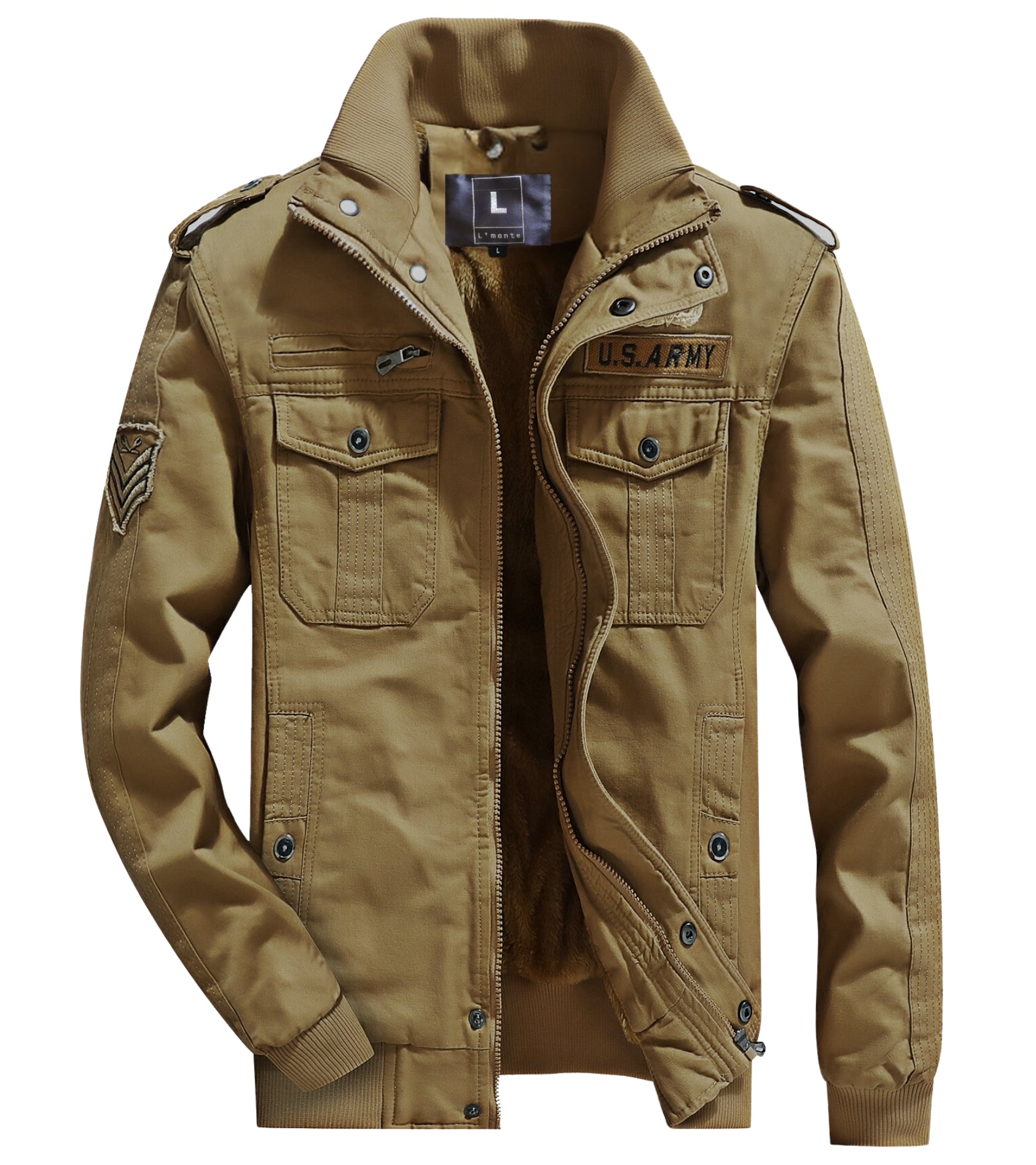L'MONTE Men's Khaki Military Style Cargo Cotton Jacket My Store