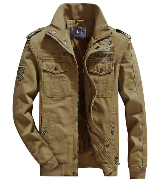 L'MONTE Men's Khaki Military Style Cargo Cotton Jacket My Store