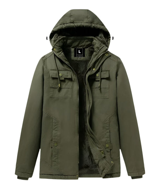 L'MONTE Men's Green Winter Jacket With Detachable Hood My Store