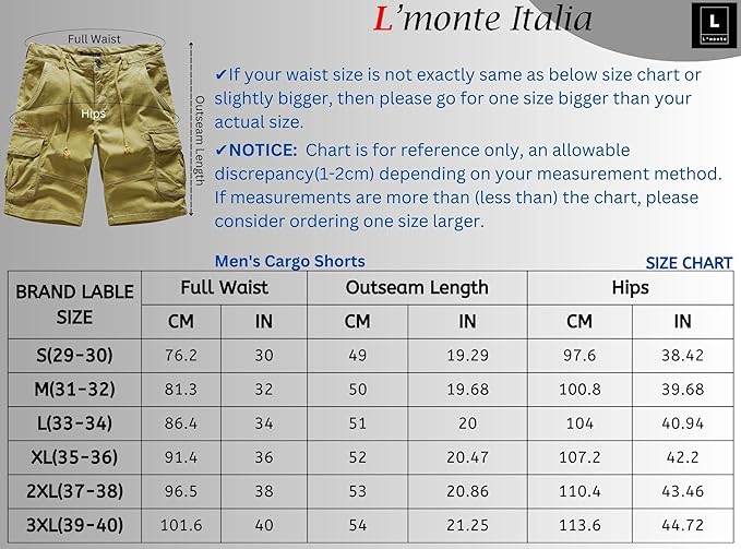 L'MONTE Imported Men's Army Casual Cotton Cargo Shorts My Store
