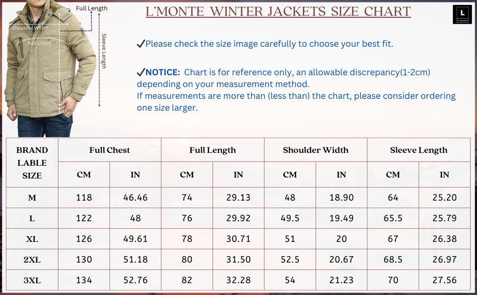 L'MONTE Men's Khaki Heavy-Duty Parka Jacket My Store