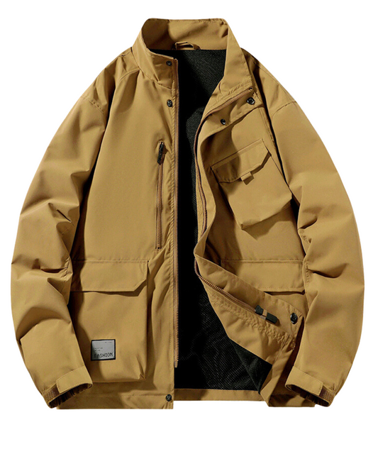 L'MONTE Men's Khaki Windcheater Polyester Jacket My Store