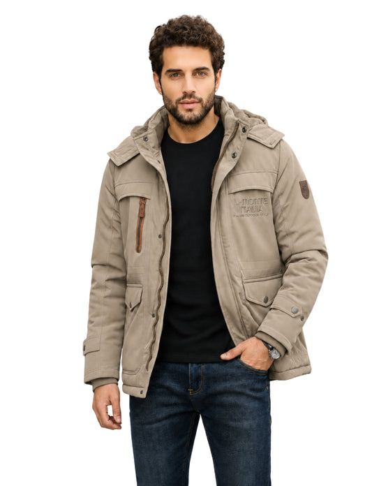 L’MONTE Imported Men’s Winter Khaki Parka Jacket | Fleece Lined Casual Jacket with Detachable Hood My Store