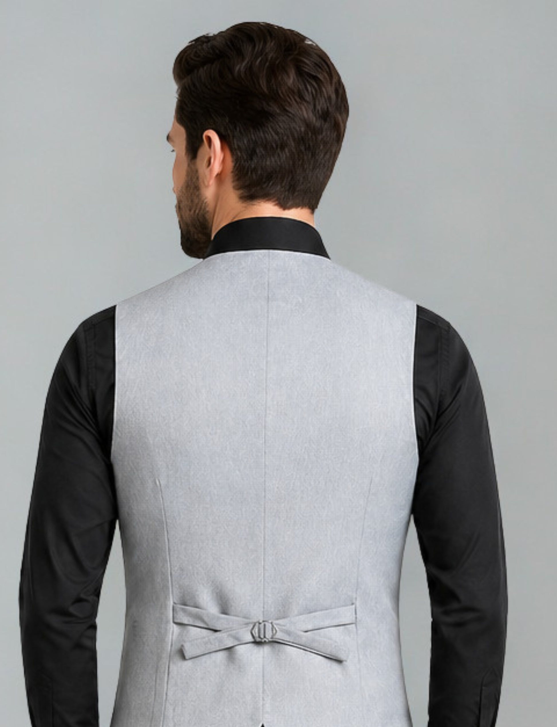 L'MONTE Imported Men's Light Grey Poly Viscose V-Shape Single Breasted Slim Fit Business Formal Dress Waistcoat Vest for Men My Store