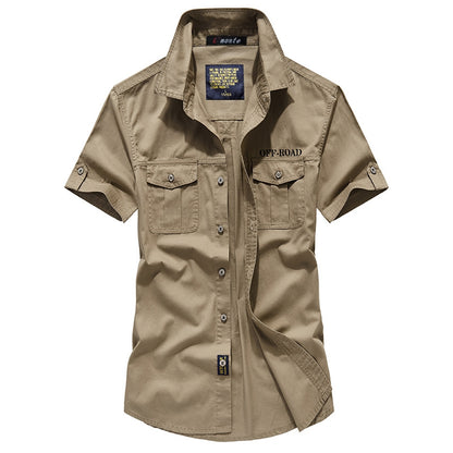 L'monte Men's Cargo Shirts Half Sleeve Khaki shirts My Store