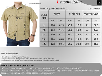 L'monte Men's Cargo Shirts Half Green Sleeve with Pockets My Store