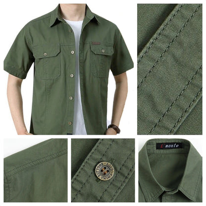 L'monte Men's Cargo Shirts Half Green Sleeve with Pockets My Store