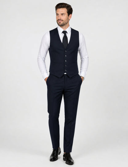 L'MONTE Imported Men's Black Poly Viscose V-Shape Single Breasted Slim Fit Business Formal Dress Waistcoat Vest for Men My Store