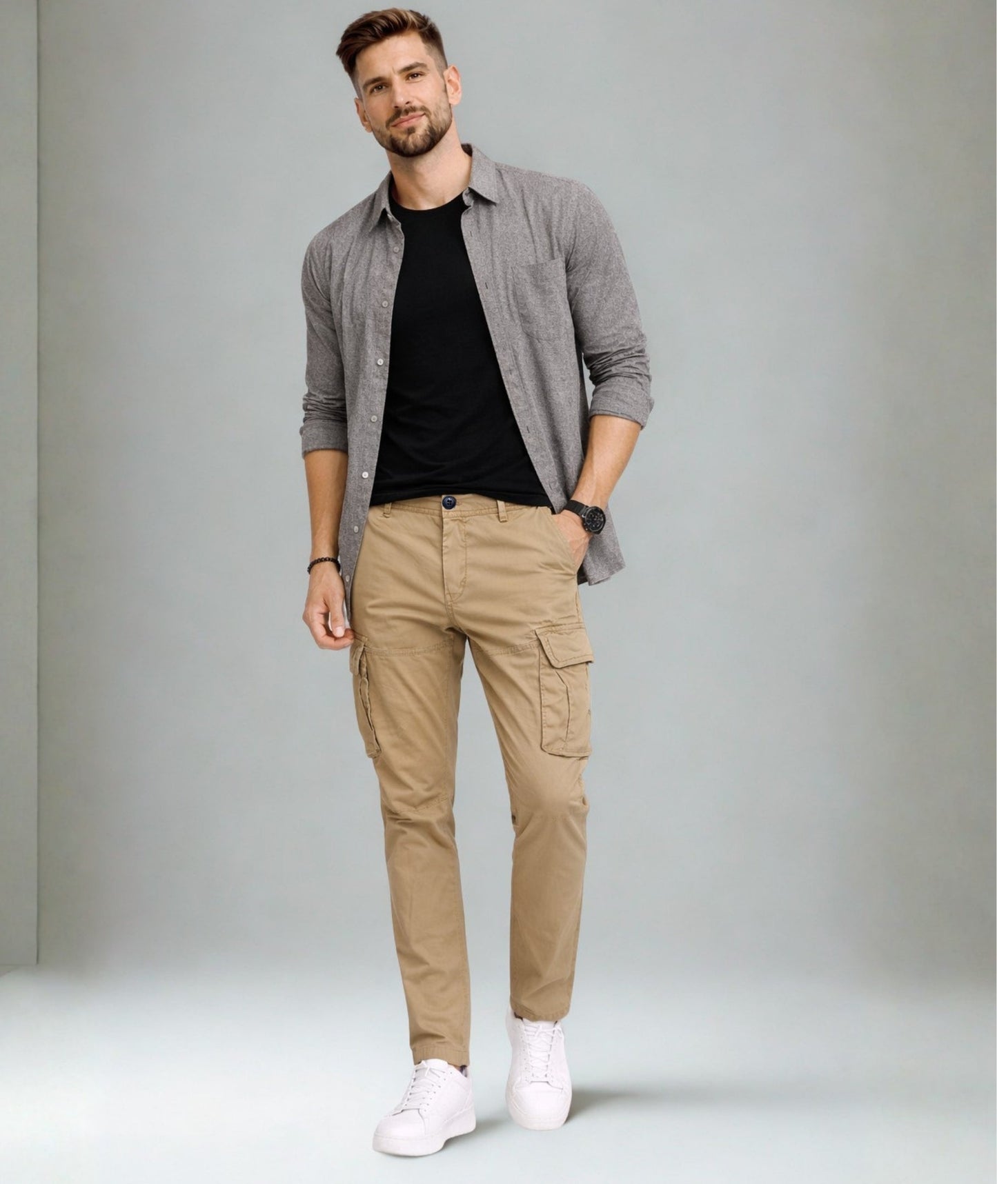 L'MONTE Imported Men's Brown Regular Fit Cotton Cargo Pants – Casual Multi Pocket Track Trousers My Store