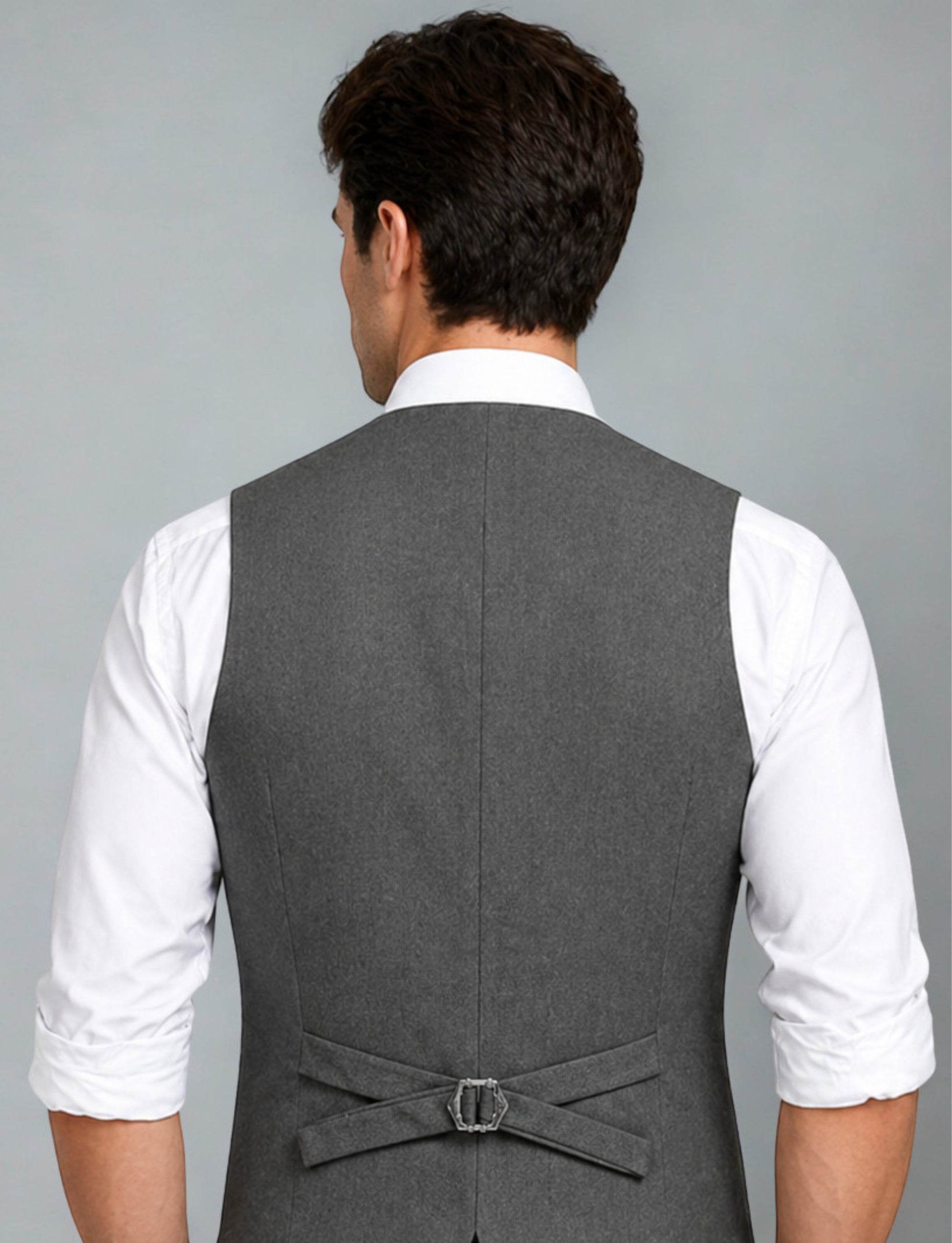 L'MONTE Imported Men's Grey Poly Viscose V-Shape Single Breasted Slim Fit Business Formal Dress Waistcoat Vest for Men My Store