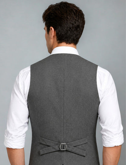 L'MONTE Imported Men's Grey Poly Viscose V-Shape Single Breasted Slim Fit Business Formal Dress Waistcoat Vest for Men My Store